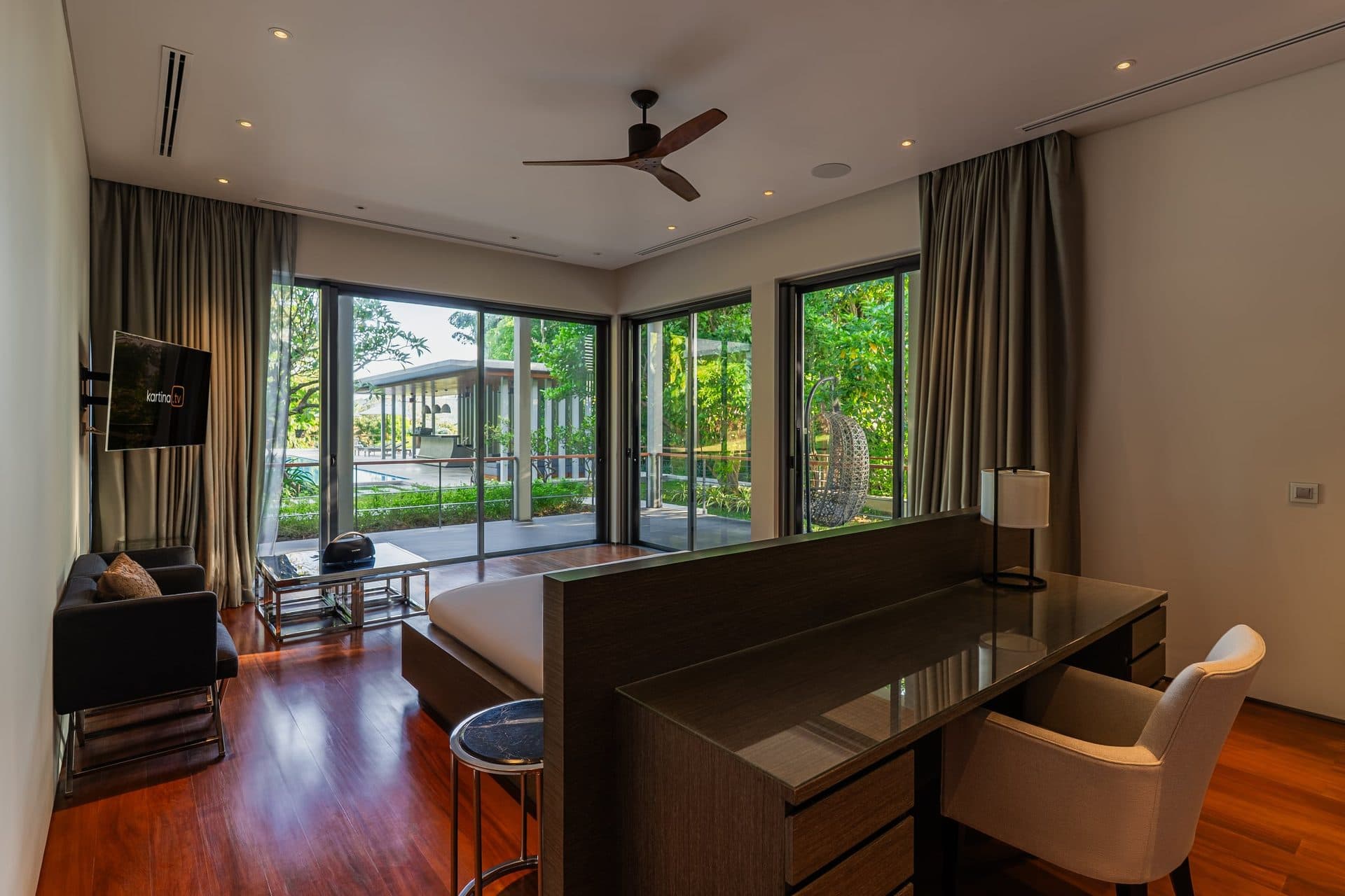 Luxury bedroom with tropical decor